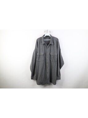 Vintage 90s Streetwear Mens XLT Distressed Baggy Fleece Button Shirt Jacket Gray